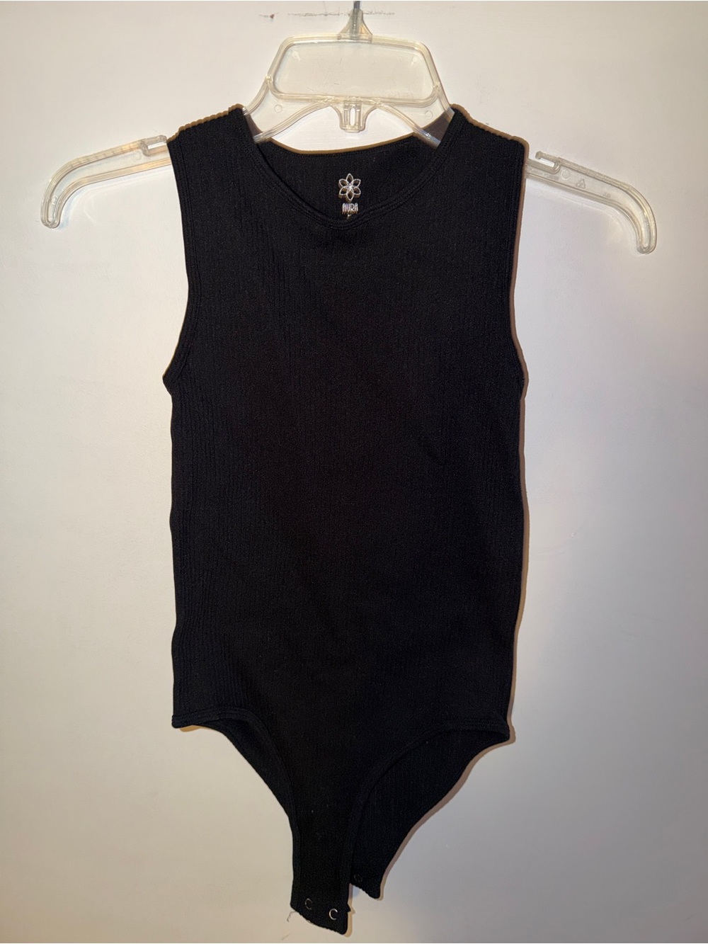 Aura Black Ribbed Sleeveless Bodysuit